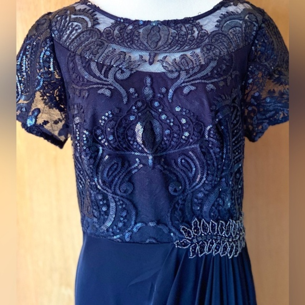 Alex Evenings Navy Blue Lace Maxi Dress
